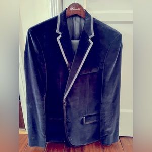 Beautiful Deep Blue Velvet Jack London Suit Jacket